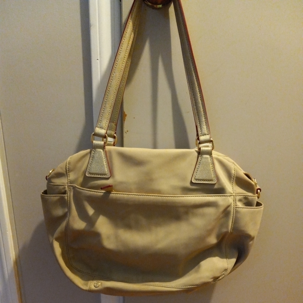 Mz Wallace bag Tan nylon. Double straps, gold hardware. - Picture 6 of 12